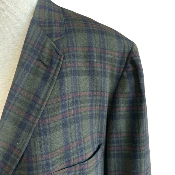 Cricketeer Other - Cricketeer Men's Vintage Union Made Dark Green Plaid 3 Button Sport Coat 44-46R